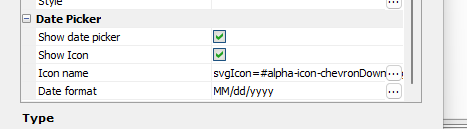 Properties for configuring the datepicker icon.